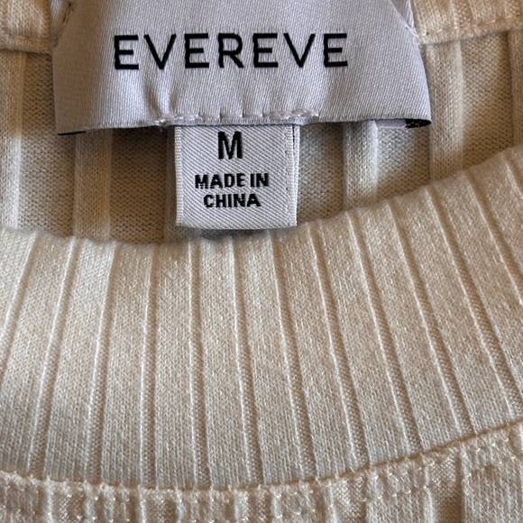 EVEREVE Ivory Ribbed Shell Sleeveless Sweater Tank Top Neutral Minimalist SZ M - Picture 4 of 8